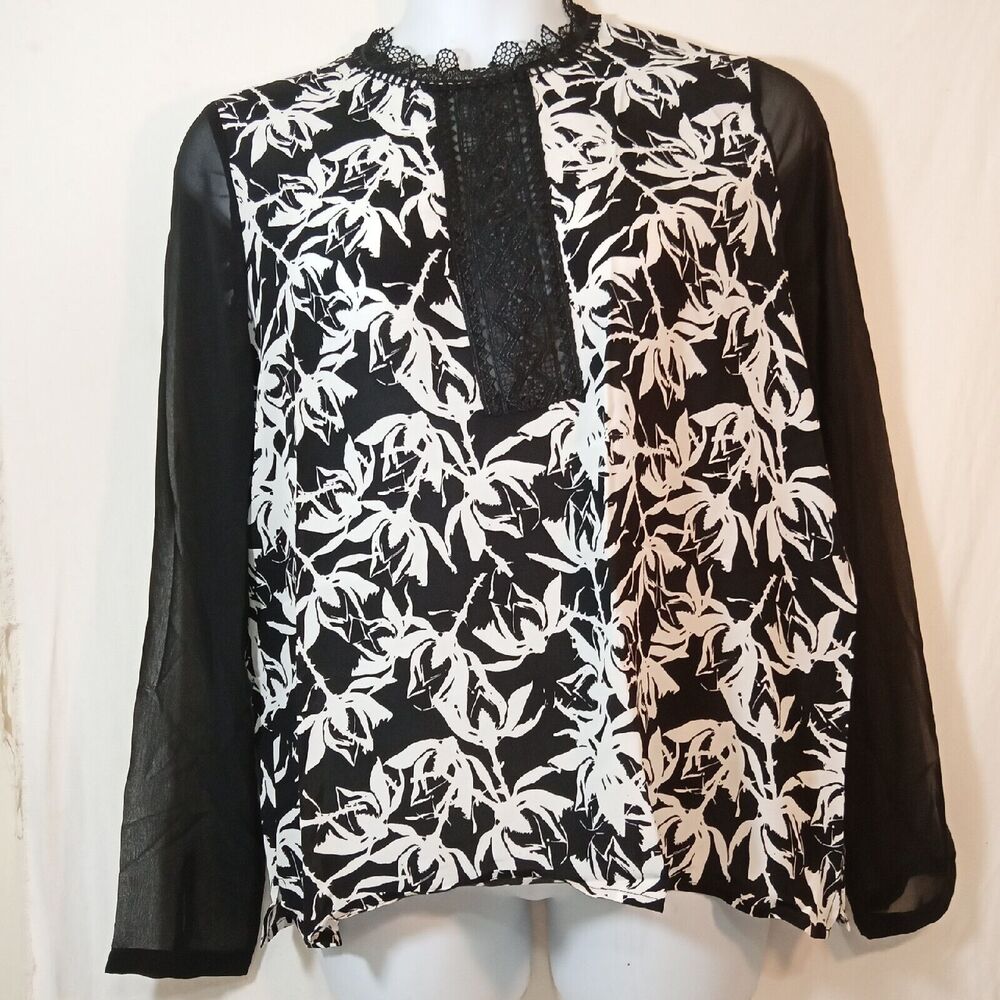 YYIGAL Blouse Womens XL Black Long Sleeve Jewel Neck Top